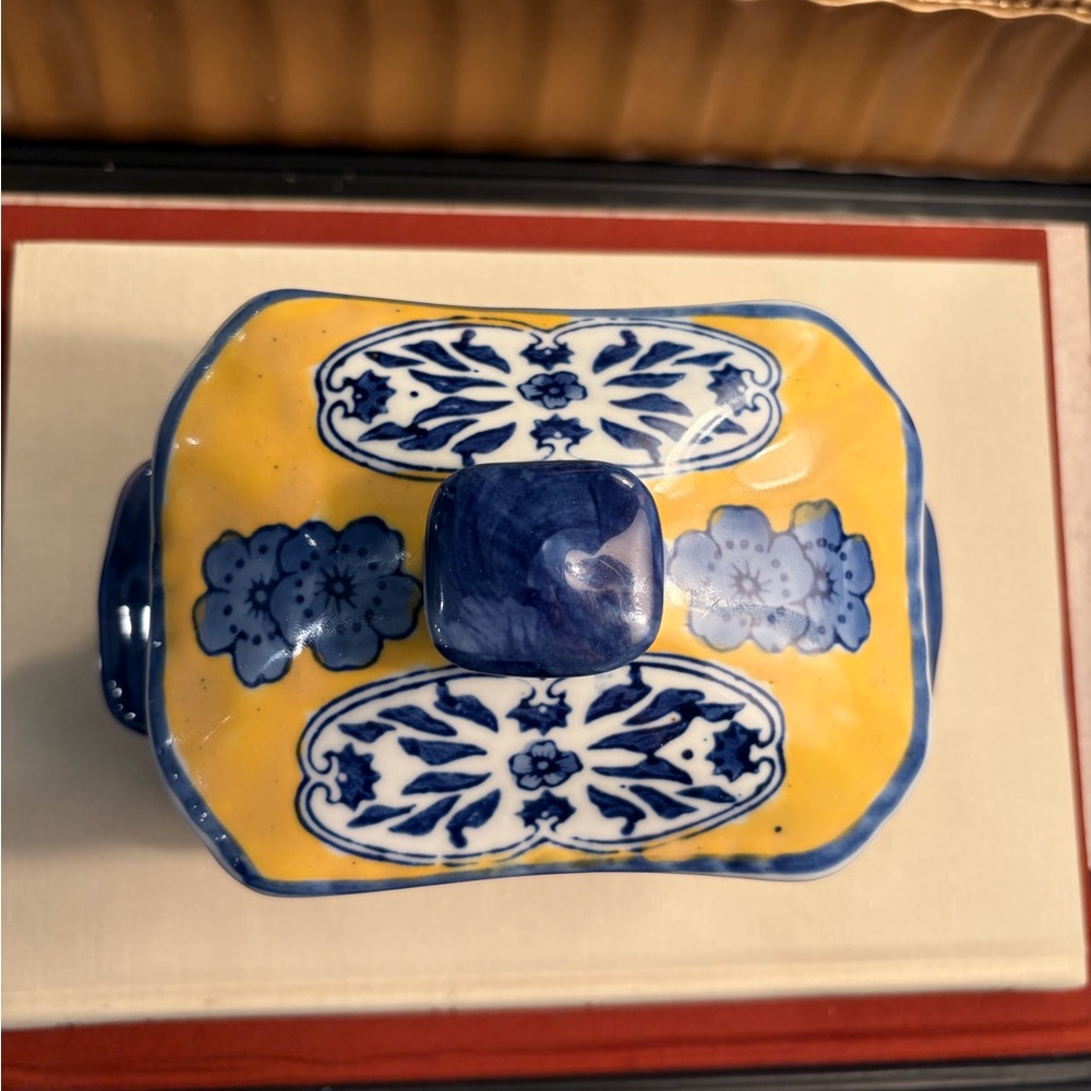 Vintage Chinoiserie Lidded Trinket Dish Box Planter Porcelain Chinese Asian - Picture 3 of 7
